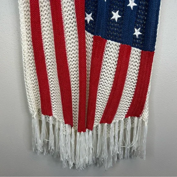 Cloud Chaser 1X Womens Knit American Flag Fringe Tank Top USA Summer Patriotic - Picture 3 of 9